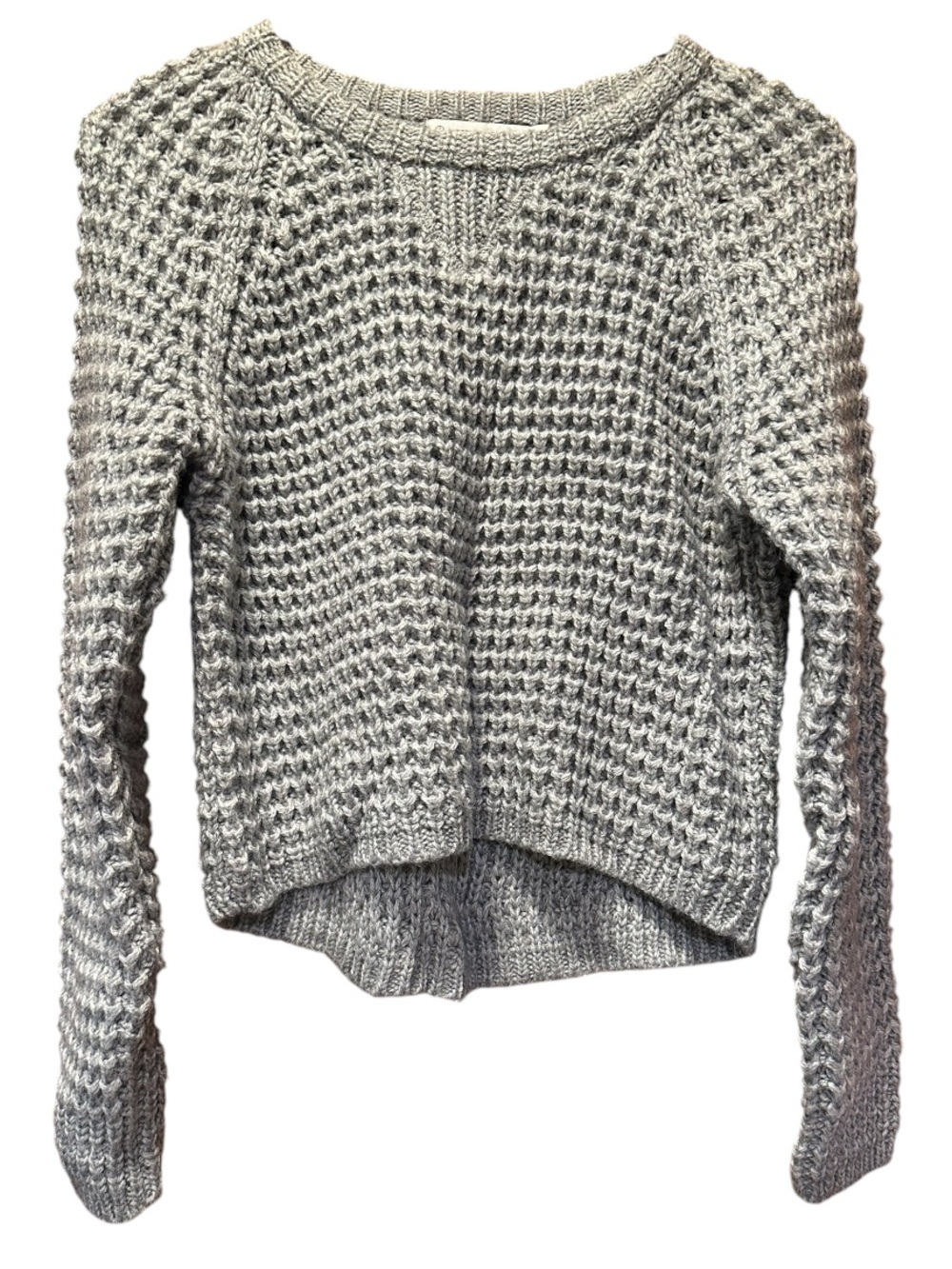 Alternative Light Gray Waffle Scoop-Neck Sweater